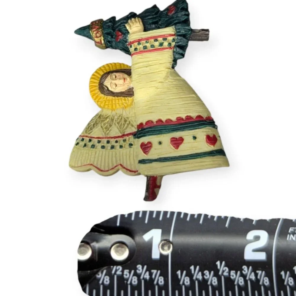Vintage 1998 Christmas Angel Resin Pin/Brooch